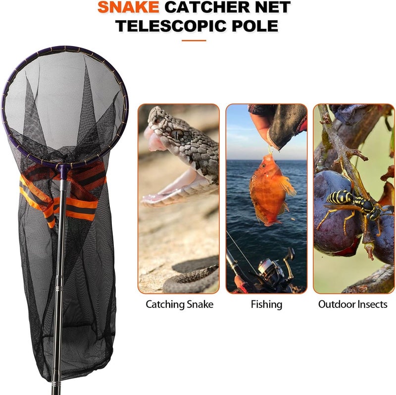 Smarkey Snake Catcher Net, Rattlesnake Grabber Hnadling Tool, Reptile Catch Telescopic Pole Stick, Rattle Snake Removing and Catching Picker with 12" Ring, Extends to 40 Inches - Image 4